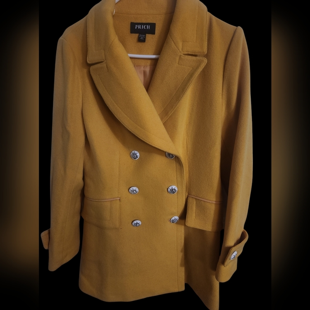 Prich Pride & Rich Brand Women's Yellow Wool Peacoat